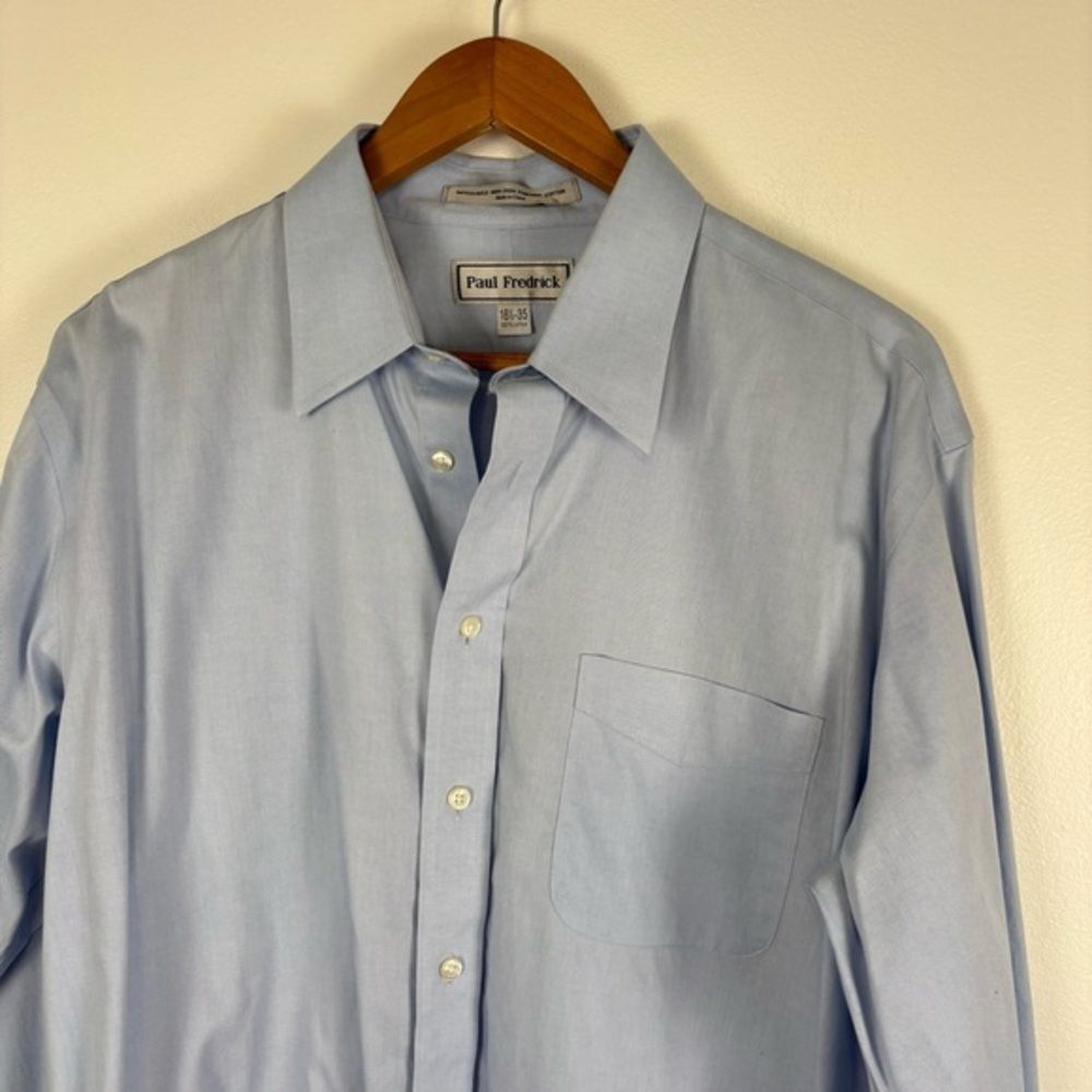 Paul Fredrick Blue Classic Dress Shirt Impeccable Non Iron Pinpoint Cotton 16.5